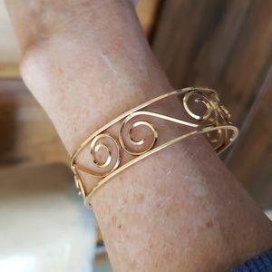 Gold Tone Swirl Cuff Bracelet